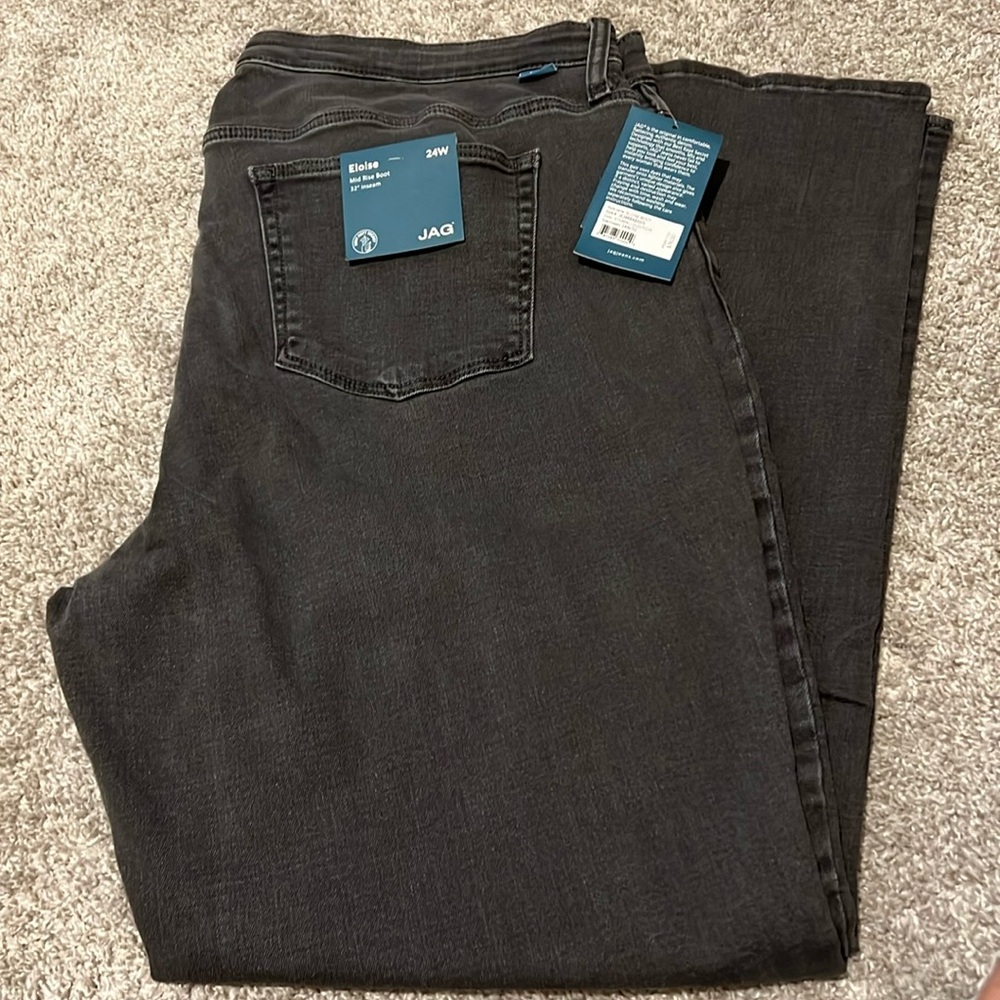 NEW JAG Jeans Eloise Mid‎ Rise Bootcut Jeans Plus Size 24W Stormcloud Noir NWT